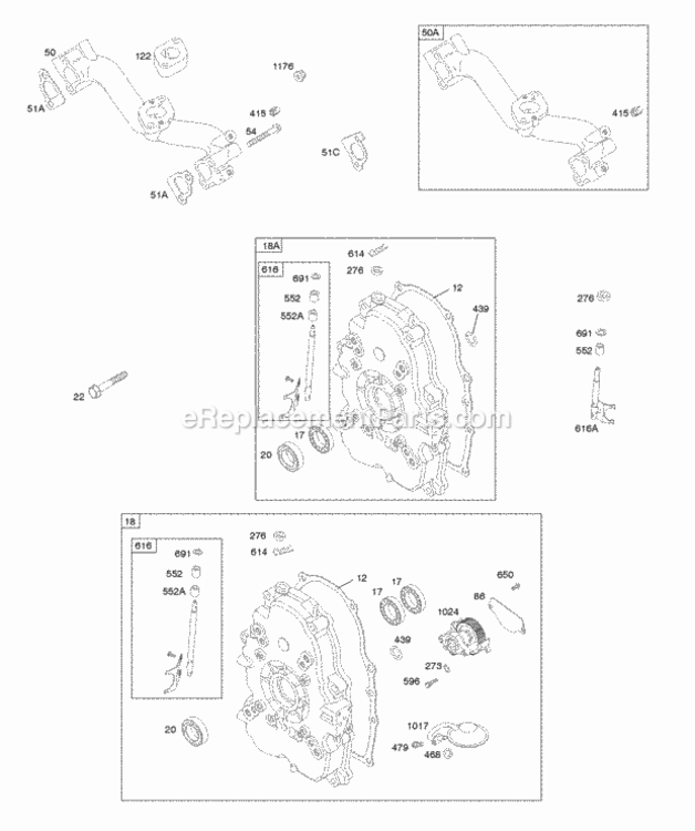 Page H Diagram and Parts List for 303447-1311-E1  Briggs and Stratton Engine